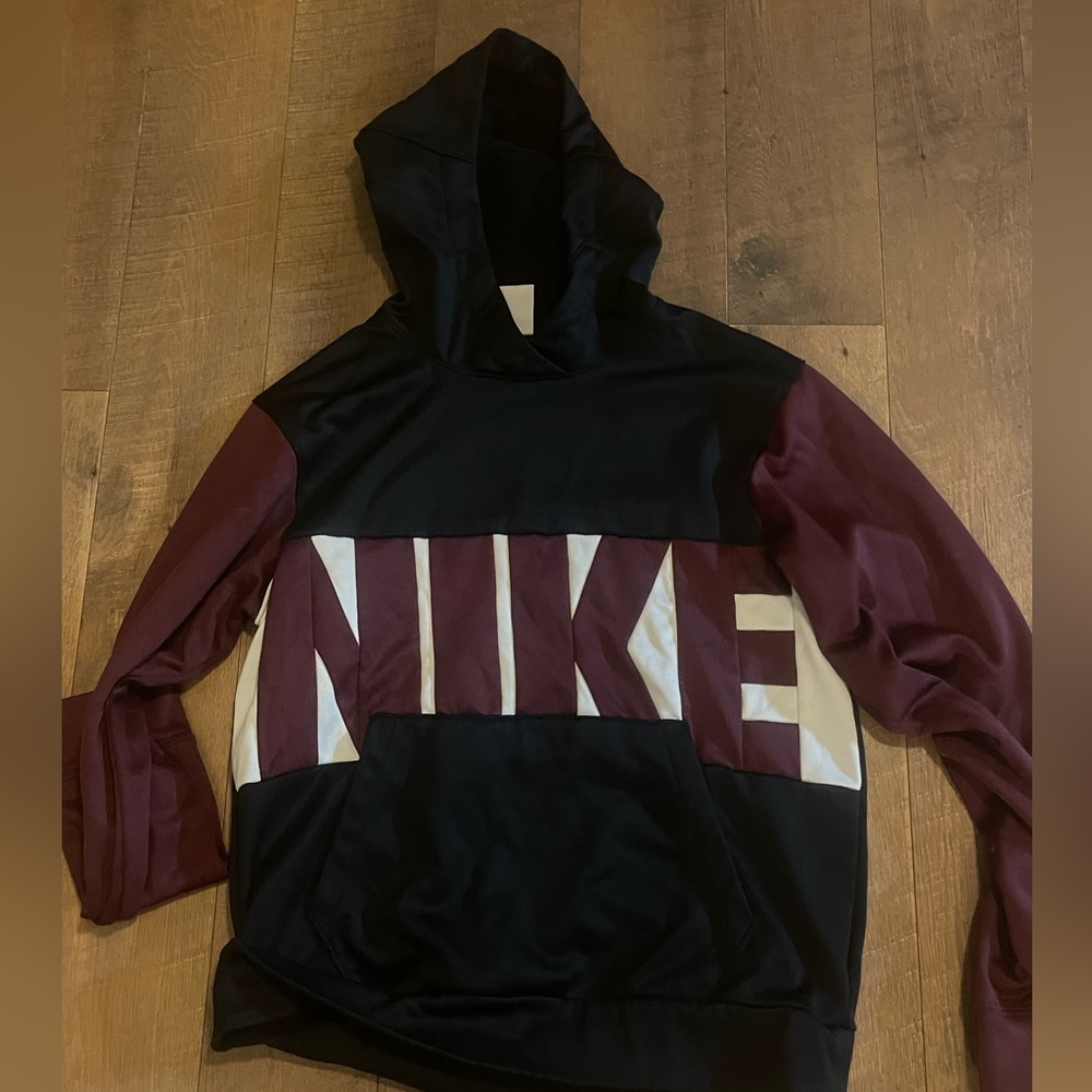 marroon white and black